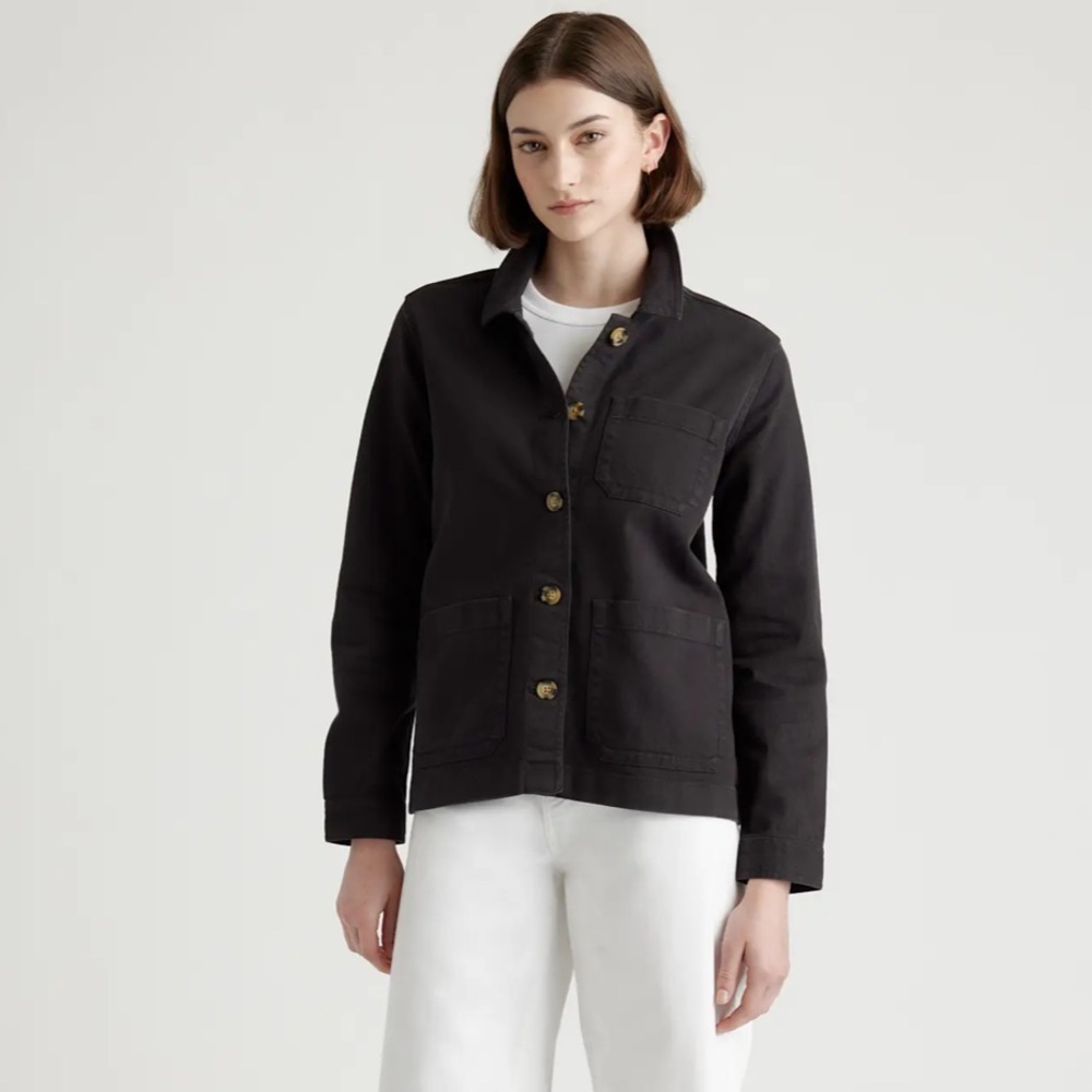 Quince Black Utility Jacket with Patch Pockets - Picture 2 of 4